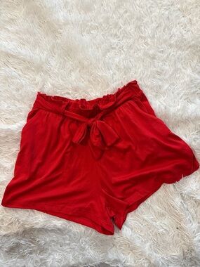 Red Tie-Waist Lounge  M Shorts
